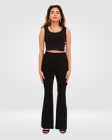 Black - Flared Rib Trousers