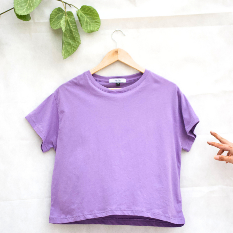 Oversized Cropped Tee - Purple Candy