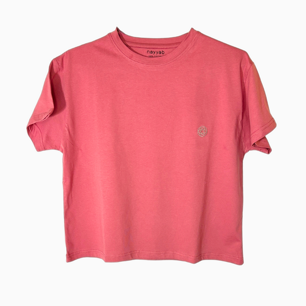 Oversized Cropped Tee - Pink Chai