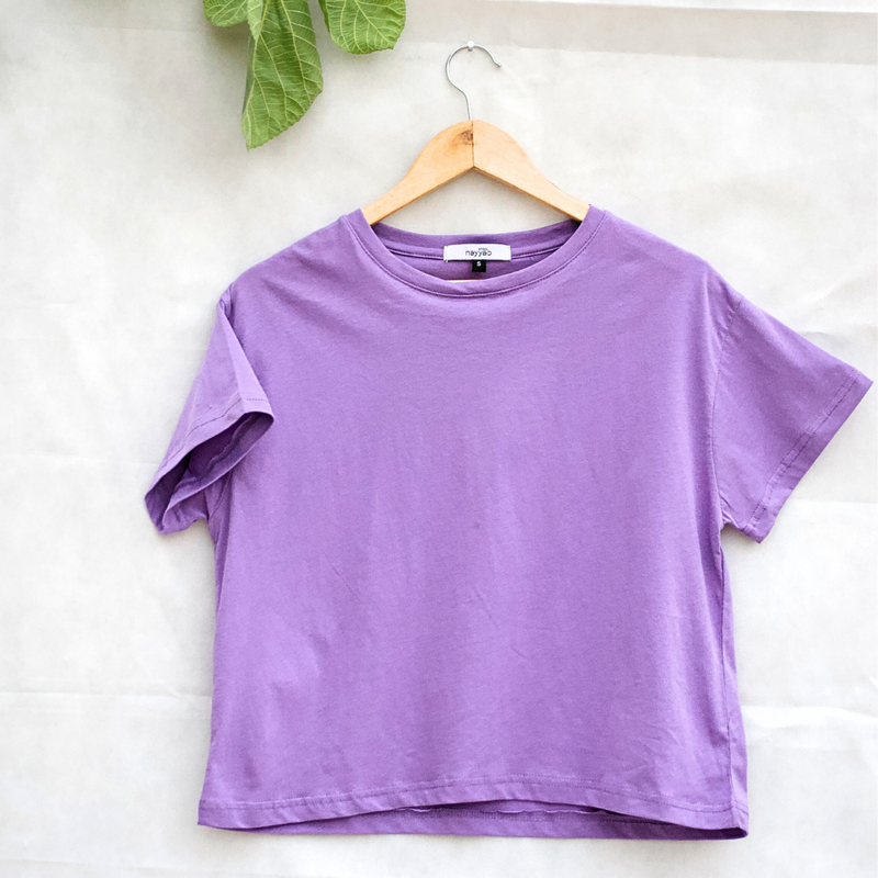 Oversized Cropped Tee - Purple Candy