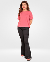 Black - Flared Rib Trousers